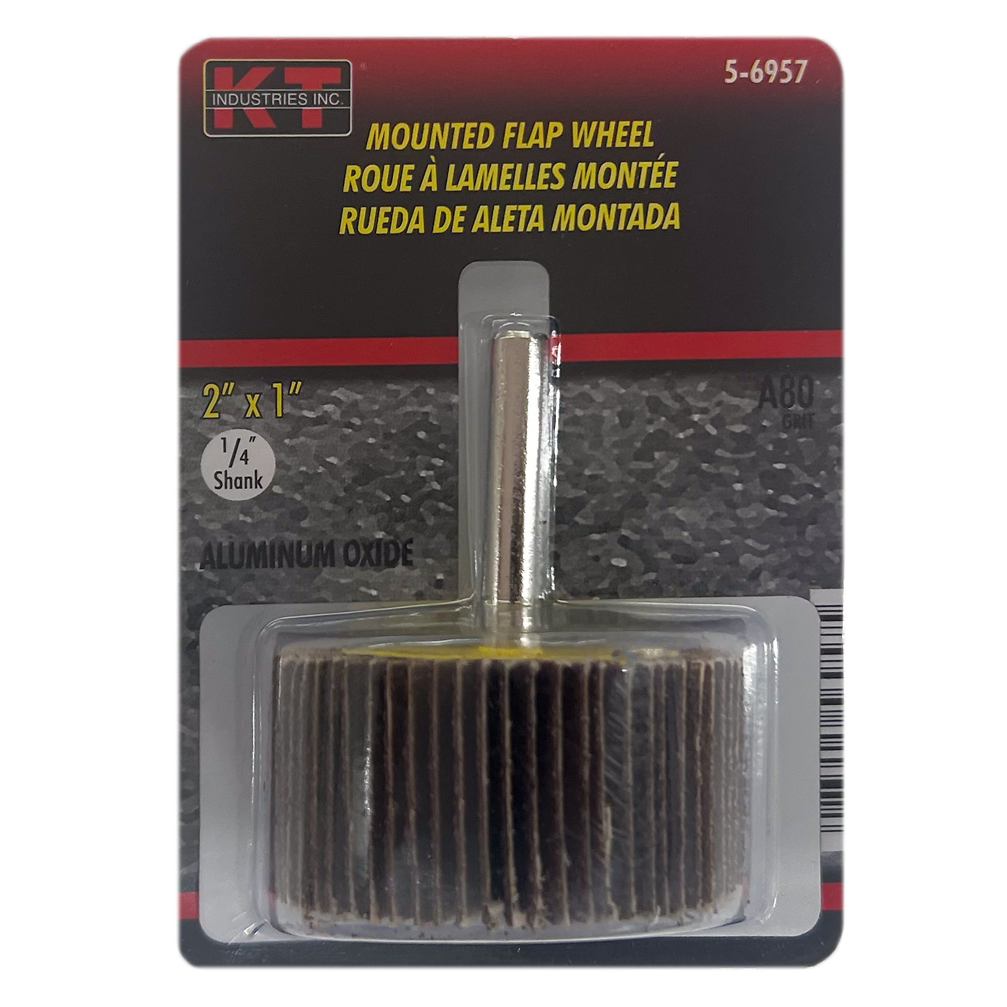 K-T Industries Flap Wheel — 2in. x 1in., 80 Grit, 1/4in. Stem, Model# 5-6957